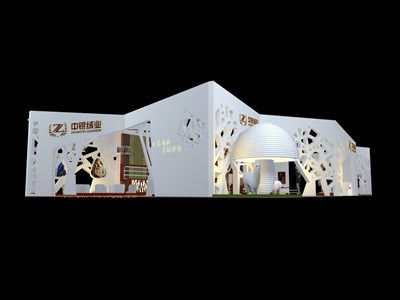 450平米展台设计制作：四面开口/现代/木质结构/白色，为服装展展商而作（免费使用）